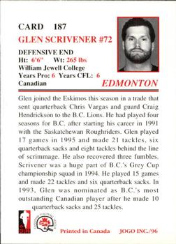 1996 JOGO #187 Glen Scrivener Back