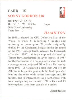 1990 JOGO #15 Sonny Gordon Back