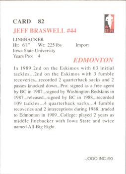1990 JOGO #82 Jeff Braswell Back