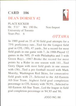 1990 JOGO #106 Dean Dorsey Back