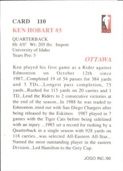 1990 JOGO #110 Ken Hobart Back