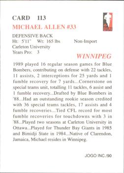 1990 JOGO #113 Michael Allen Back