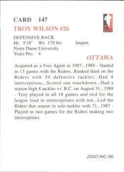 1990 JOGO #147 Troy Wilson Back