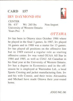 1990 JOGO #157 Irv Daymond Back