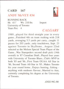 1990 JOGO #167 Andy McVey Back