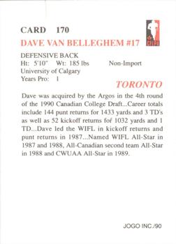 1990 JOGO #170 Dave VanBelleghem Back