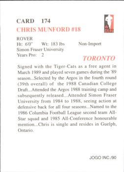 1990 JOGO #174 Chris Munford Back