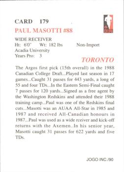 1990 JOGO #179 Paul Masotti Back