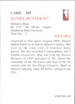 1990 JOGO #205 Daniel Hunter Back