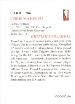 1990 JOGO #206 Chris Major Back