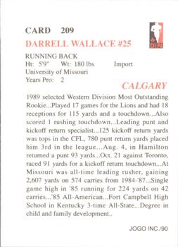 1990 JOGO #209 Darrell Wallace Back