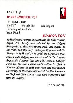 1989 JOGO #119 Randy Ambrosie Back