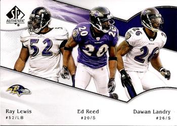 2009 SP Authentic #188 Ed Reed / Ray Lewis / Dawan Landry Front