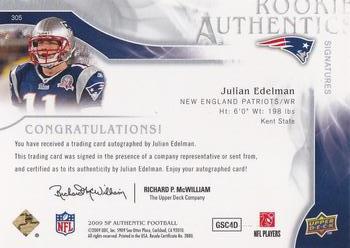 2009 SP Authentic #305 Julian Edelman Back