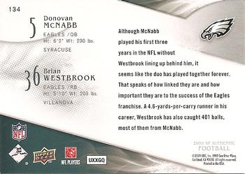 2009 SP Authentic #134 Donovan McNabb / Brian Westbrook Back