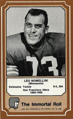1975 Fleer Football Patches - Immortal Roll #38 Leo Nomellini Front