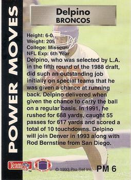 1993 Pro Set Power - Power Moves #PM6 Robert Delpino Back