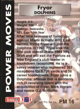 1993 Pro Set Power - Power Moves #PM16 Irving Fryar Back