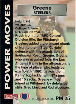 1993 Pro Set Power - Power Moves Gold #PM25 Kevin Greene Back