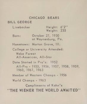 1964 Kahn's Wieners #NNO Bill George Back