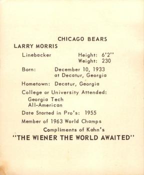 1964 Kahn's Wieners #NNO Larry Morris Back