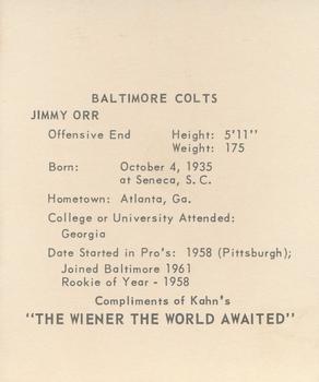 1964 Kahn's Wieners #NNO Jimmy Orr Back