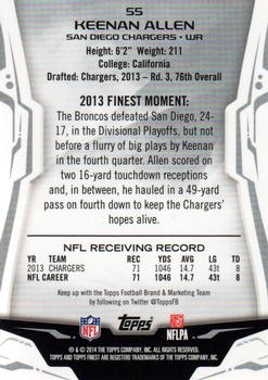 2014 Finest - Xfractors #55 Keenan Allen Back