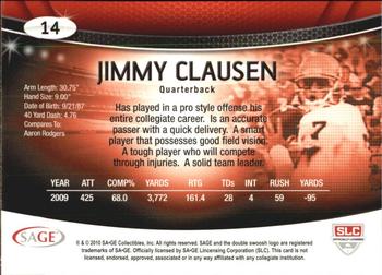 2010 SAGE #14 Jimmy Clausen Back
