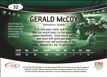 2010 SAGE #32 Gerald McCoy Back