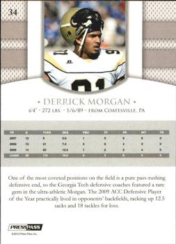 2010 Press Pass PE #34 Derrick Morgan  Back