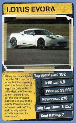 2012 Top Trumps Top Gear Cool Cars 2 #NNO Lotus Evora Front