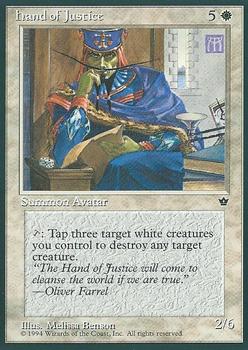 1994 Magic the Gathering Fallen Empires #NNO Hand of Justice Front
