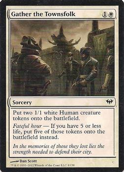 2012 Magic the Gathering Dark Ascension #8 Gather the Townsfolk Front