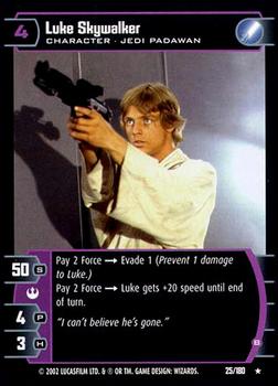 2002 Wizards of the Coast Star Wars A New Hope TCG #26 Luke Skywalker Front