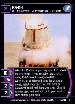 2002 Wizards of the Coast Star Wars A New Hope TCG #40 R5-D4 Front