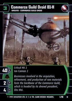 2005 Wizards of the Coast Star Wars Revenge Of The Sith TCG #4 Commerce Guild Droid 81-X Front