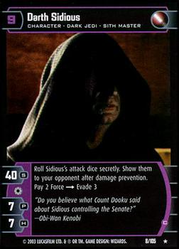 2003 Wizards of the Coast Star Wars: Jedi Guardians #8 Darth Sidious Front