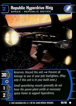 2003 Wizards of the Coast Star Wars: Jedi Guardians #100 Republic Hyperdrive Ring Front
