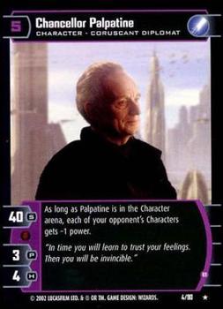 2002 Wizards of the Coast Star Wars Sith Rising TCG #4 Chancellor Palpatine Front