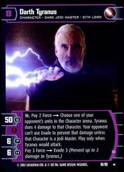 2002 Wizards of the Coast Star Wars Sith Rising TCG #10 Darth Tyranus Front