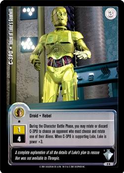 2001 Decipher Jedi Knights TCG: Masters of the Force #2R C-3PO - Token of Luke's Goodwill Front