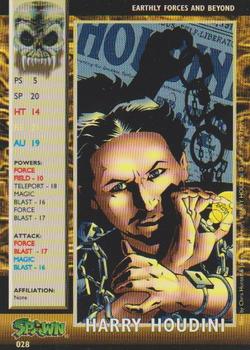 1995 Spawn Power Cardz CCG #28 Harry Houdini Front