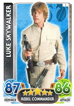 2016 Topps Force Attax Star Wars The Force Awakens #1 Luke Skywalker Front