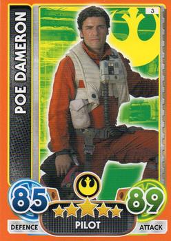 2016 Topps Star Wars Force Attax Extra The Force Awakens #3 Poe Dameron Front