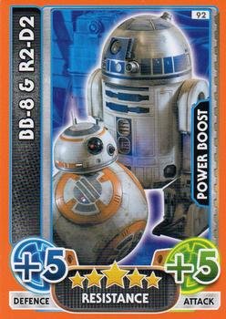 2016 Topps Star Wars Force Attax Extra The Force Awakens #92 BB-8 & R2-D2 Front