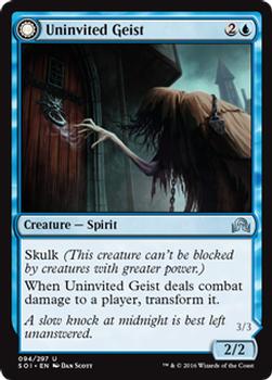 2016 Magic the Gathering Shadows over Innistrad #94 Uninvited Geist / Unimpeded Trespasser Front
