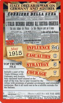 2015 Top Trumps WW1 Top 30 Moments #NNO Italy declares war on Germany and Austria Front