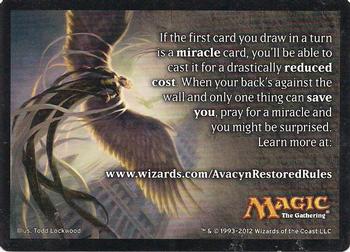 2012 Magic the Gathering Avacyn Restored - Rules & Tips #NNO Miracle Front