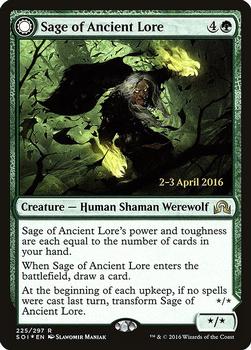2016 Magic the Gathering Shadows over Innistrad - Prerelease Promos #225 Sage of Ancient Lore / Werewolf of Ancient Hunger Front