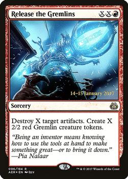 2017 Magic the Gathering Aether Revolt - Prerelease Promos #96 Release the Gremlins Front
